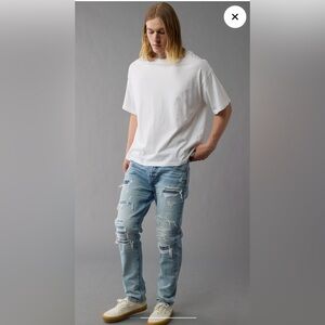 American Eagle Men’s AirFlex+ Patched Ripped Jeans 32x30 Athletic Fit EUC